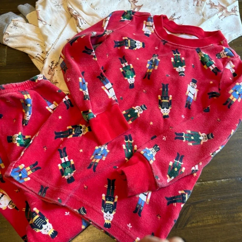 Holiday Pajama Set Bundle 4T Janie and Jack Burt’s Bees Deer Nut Cracker Winter